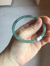 Load image into Gallery viewer, 56.5mm Certified Type A 100% Natural icy watery spring-water green/blue/gray Guatemala slim round cut Jadeite bangle PA105-5541