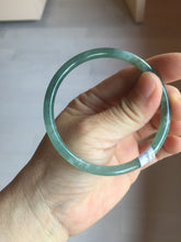 Load image into Gallery viewer, 56.5mm Certified Type A 100% Natural icy watery spring-water green/blue/gray Guatemala slim round cut Jadeite bangle PA105-5541