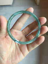 Load image into Gallery viewer, 56.5mm Certified Type A 100% Natural icy watery spring-water green/blue/gray Guatemala slim round cut Jadeite bangle PA105-5541