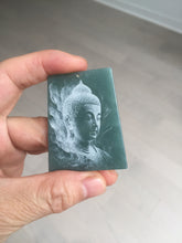 Load image into Gallery viewer, 100% Natural type A green/blue/gray Guatemala jadeite Jade shadow carving buddha pendant necklace BP114