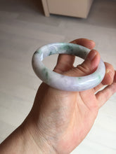 Load image into Gallery viewer, 54.4mm certified 100% natural Type A light purple with sunny green flying flowers jadeite jade bangle BL105-8717