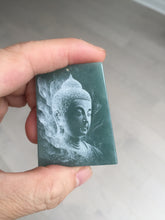Load image into Gallery viewer, 100% Natural type A green/blue/gray Guatemala jadeite Jade shadow carving buddha pendant necklace BP114
