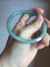 Load image into Gallery viewer, 60mm Certified Type A 100% Natural light green/blue/gray Guatemala slim round cut Jadeite bangle PD73-8152