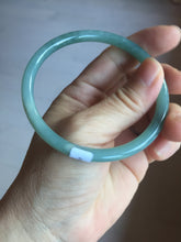 Load image into Gallery viewer, 60mm Certified Type A 100% Natural light green/blue/gray Guatemala slim round cut Jadeite bangle PD73-8152