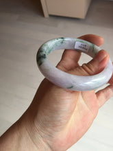 Load image into Gallery viewer, 54.4mm certified 100% natural Type A light purple with sunny green flying flowers jadeite jade bangle BL105-8717