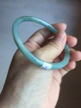 Load image into Gallery viewer, 60mm Certified Type A 100% Natural light green/blue/gray Guatemala slim round cut Jadeite bangle PD73-8152