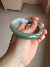Load image into Gallery viewer, 57.4mm certified Type A 100% Natural dark green gray black white with floating seaweed Jadeite Jade bangle BS25-7689