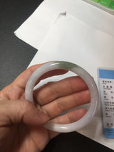 Load image into Gallery viewer, 54.5mm certified 100% natural light green/white/purple round cut jadeite jade bangle BK85-4668
