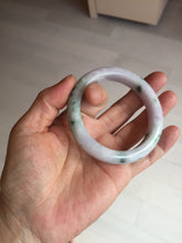 Load image into Gallery viewer, 54.4mm certified 100% natural Type A light purple with sunny green flying flowers jadeite jade bangle BL105-8717