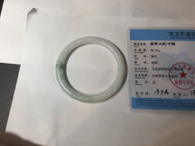 Load image into Gallery viewer, 55.4mm Certified 100% Natural type green/white with green floating flowers round cut Jadeite Jade bangle BK86-4660