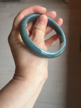 Load image into Gallery viewer, 61mm Certified Type A 100% Natural deep sea dark green/blue/gray/black Guatemala Jadeite bangle PB113-6424