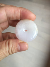 Load image into Gallery viewer, 29.4/6.7mm Type A 100% Natural light purple yellow Jadeite Jade Safety Guardian Button donuts Pendant BP113