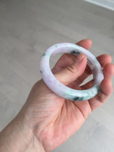 Load image into Gallery viewer, 54.4mm certified 100% natural Type A light purple with sunny green flying flowers jadeite jade bangle BL105-8717