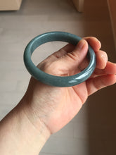 Load image into Gallery viewer, 61mm Certified Type A 100% Natural deep sea dark green/blue/gray/black Guatemala Jadeite bangle PB113-6424