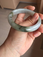 Load image into Gallery viewer, 57.7mm certified Type A 100% Natural dark green brown white with floating seaweed Jadeite Jade bangle BS24-7692