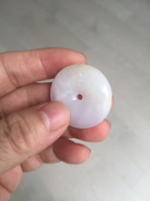 Load image into Gallery viewer, 29.4/6.7mm Type A 100% Natural light purple yellow Jadeite Jade Safety Guardian Button donuts Pendant BP113