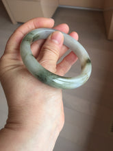 Load image into Gallery viewer, 57.7mm certified Type A 100% Natural dark green brown white with floating seaweed Jadeite Jade bangle BS24-7692
