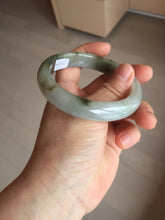 Load image into Gallery viewer, 57.7mm certified Type A 100% Natural dark green brown white with floating seaweed Jadeite Jade bangle BS24-7692