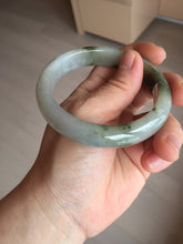 Load image into Gallery viewer, 57.7mm certified Type A 100% Natural dark green brown white with floating seaweed Jadeite Jade bangle BS24-7692