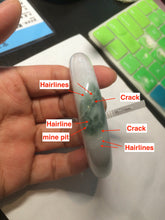 Load image into Gallery viewer, 58mm Certified Type A 100% Natural light green/white Jadeite Jade bangle S53-0441