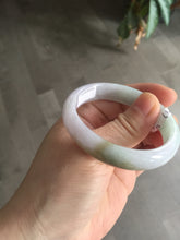 Load image into Gallery viewer, 47.5mm Certified Type A 100% Natural light green/purple/brown (Fu Lu Shou) oval Jadeite Jade bangle AT57-4197