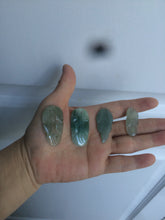Load image into Gallery viewer, 100% natural type A icy watery light green/dark green jadeite jade leaf pendant group AZ100
