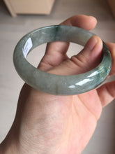 Load image into Gallery viewer, 53.7mm certificated Type A 100% Natural dark green gray black Jadeite Jade bangle S87-7052