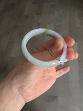 Load image into Gallery viewer, 47.5mm Certified Type A 100% Natural light green/purple/brown (Fu Lu Shou) oval Jadeite Jade bangle AT57-4197