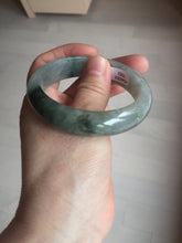 Load image into Gallery viewer, 53.7mm certificated Type A 100% Natural dark green gray black Jadeite Jade bangle S87-7052