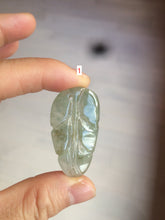 Load image into Gallery viewer, 100% natural type A icy watery light green/dark green jadeite jade leaf pendant group AZ100