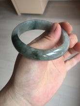 Load image into Gallery viewer, 53.7mm certificated Type A 100% Natural dark green gray black Jadeite Jade bangle S87-7052