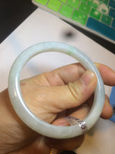 Load image into Gallery viewer, 58mm certified type A 100% Natural fresh light green/white slim jadeite jade bangle E80-0996