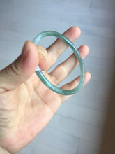 Load image into Gallery viewer, 59mm Certified Type A 100% Natural light green/blue/gray with flying snow Guatemala slim round cut Jadeite bangle PD64-1482