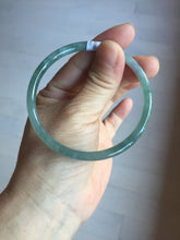 Load image into Gallery viewer, 59mm Certified Type A 100% Natural light green/blue/gray with flying snow Guatemala slim round cut Jadeite bangle PD64-1482
