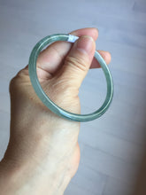 Load image into Gallery viewer, 59mm Certified Type A 100% Natural light green/blue/gray with flying snow Guatemala slim round cut Jadeite bangle PD64-1482