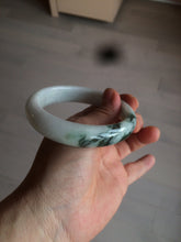 Load image into Gallery viewer, 60mm certified type A 100% Natural sunny green/dark green/white jadeite jade bangle BG25-1719