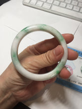 Load image into Gallery viewer, 57mm Certified Type A 100% Natural sunny green/white(白底青) Jadeite Jade bangle AY91-2805