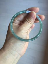Load image into Gallery viewer, 59mm Certified Type A 100% Natural light green/blue/gray with flying snow Guatemala slim round cut Jadeite bangle PD64-1482