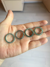 Load image into Gallery viewer, 16.9mm size 6 1/2 17.1mm 6 3/4 100% natural type A icy watery green/blue icy watery Guatemala jadeite jade band ring group BP81