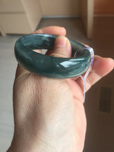 Load image into Gallery viewer, 49mm Certified Type A 100% Natural icy watery deep sea green/blue/gray/white oval Guatemala Jadeite bangle F124-2262