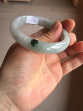 Load image into Gallery viewer, 52mm certified natural 100% natural Type A green white with green flying flowers oval jadeite jade bangle PB109-2439