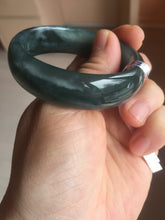 Load image into Gallery viewer, 49mm Certified Type A 100% Natural icy watery deep sea green/blue/gray/white oval Guatemala Jadeite bangle F124-2262