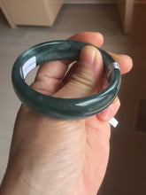 Load image into Gallery viewer, 49mm Certified Type A 100% Natural icy watery deep sea green/blue/gray/white oval Guatemala Jadeite bangle F124-2262