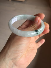 Load image into Gallery viewer, 52mm certified natural 100% natural Type A green white with green flying flowers oval jadeite jade bangle PB109-2439