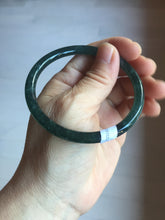 Load image into Gallery viewer, 58.2mm Certified Type A 100% Natural dark green/blue/gray with flying snow Guatemala slim round cut Jadeite bangle PD61-3385