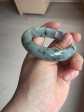 Load image into Gallery viewer, 54.5mm certified 100% natural icy watery light green with dark green flying flowers jadeite jade bangle S90-7079