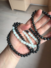 Load image into Gallery viewer, 7.3-8mm for size 56-70mm 100% natural white/black/blue/green/brown(Mocui) jadeite jade beads bracelet PB224