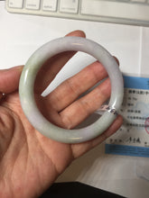 Load image into Gallery viewer, 56mm Certified Type A 100% Natural light green purple(春带彩) round cut jadeite Jade bangle AA79-4954