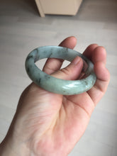 Load image into Gallery viewer, 54.5mm certified 100% natural icy watery light green with dark green flying flowers jadeite jade bangle S90-7079