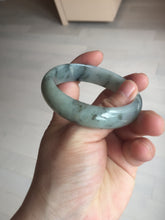 Load image into Gallery viewer, 54.5mm certified 100% natural icy watery light green with dark green flying flowers jadeite jade bangle S90-7079